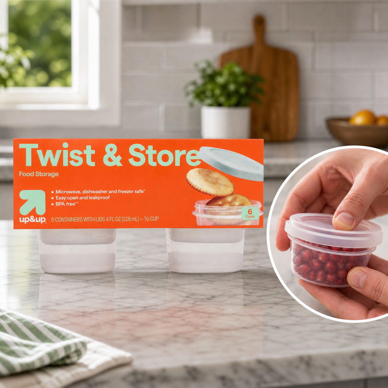 Meal Prep Container - 6 recipientes redondos con cierre giratorio