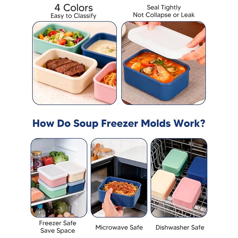 AB33-4-Pack Moldes de silicona - Meal Prep Container reseña y precio
